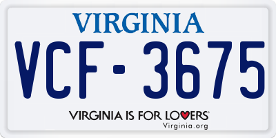 VA license plate VCF3675