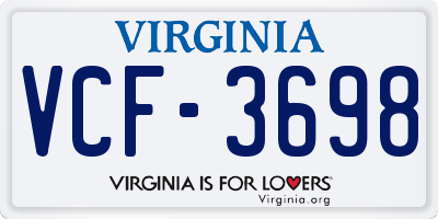 VA license plate VCF3698