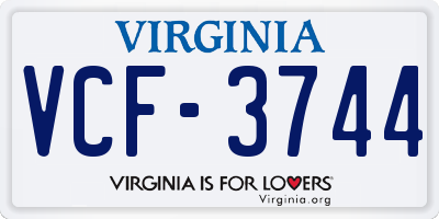VA license plate VCF3744