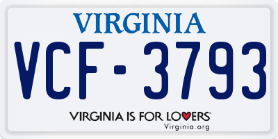 VA license plate VCF3793