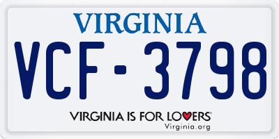 VA license plate VCF3798