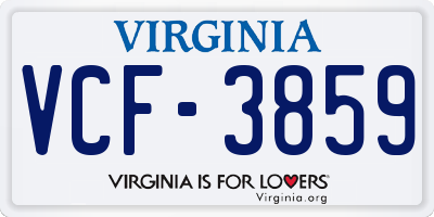 VA license plate VCF3859