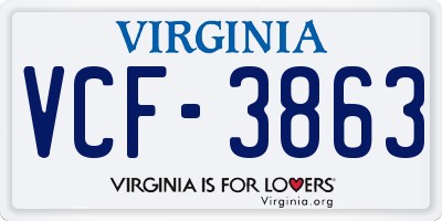 VA license plate VCF3863