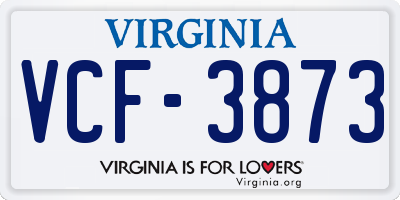 VA license plate VCF3873