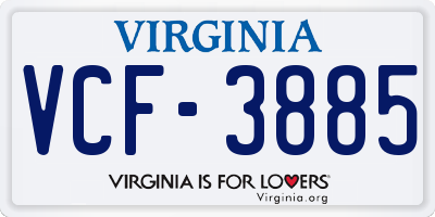 VA license plate VCF3885