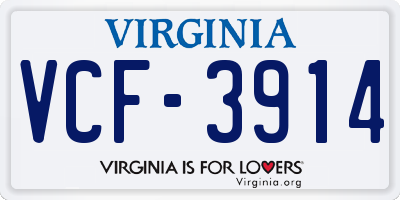 VA license plate VCF3914