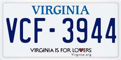 VA license plate VCF3944