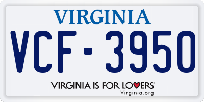 VA license plate VCF3950