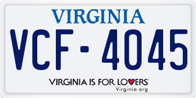 VA license plate VCF4045