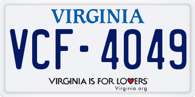 VA license plate VCF4049