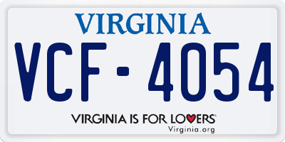 VA license plate VCF4054