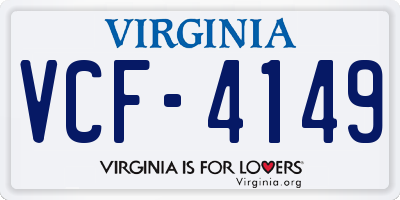 VA license plate VCF4149