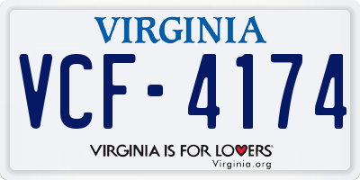 VA license plate VCF4174