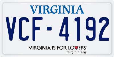 VA license plate VCF4192
