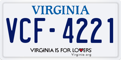 VA license plate VCF4221