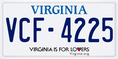 VA license plate VCF4225