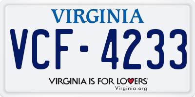 VA license plate VCF4233