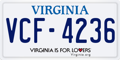 VA license plate VCF4236
