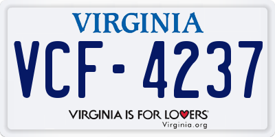 VA license plate VCF4237