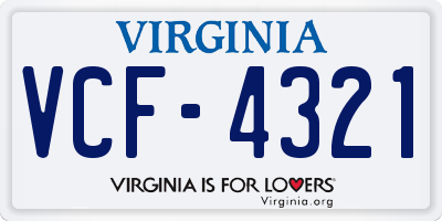 VA license plate VCF4321