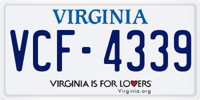 VA license plate VCF4339