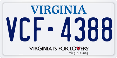 VA license plate VCF4388