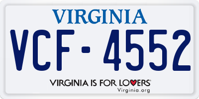 VA license plate VCF4552