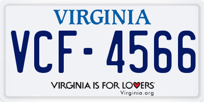 VA license plate VCF4566