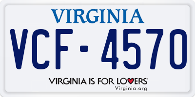 VA license plate VCF4570