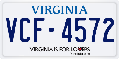 VA license plate VCF4572