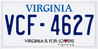 VA license plate VCF4627