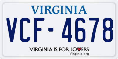 VA license plate VCF4678