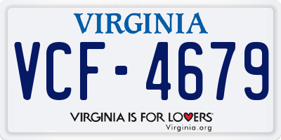 VA license plate VCF4679