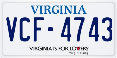 VA license plate VCF4743