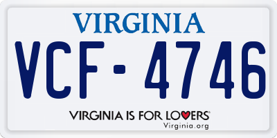 VA license plate VCF4746