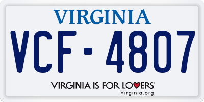 VA license plate VCF4807