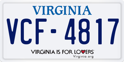 VA license plate VCF4817