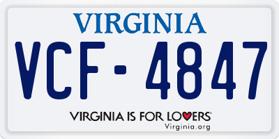 VA license plate VCF4847