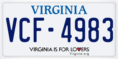 VA license plate VCF4983