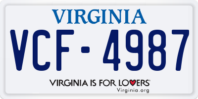 VA license plate VCF4987