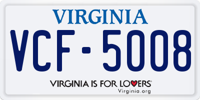 VA license plate VCF5008