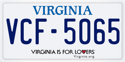 VA license plate VCF5065