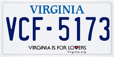 VA license plate VCF5173
