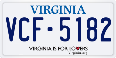 VA license plate VCF5182