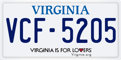 VA license plate VCF5205