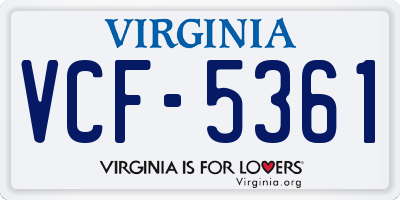 VA license plate VCF5361