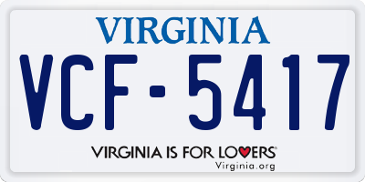 VA license plate VCF5417