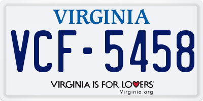 VA license plate VCF5458