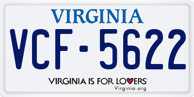 VA license plate VCF5622