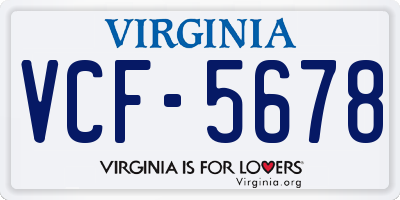 VA license plate VCF5678